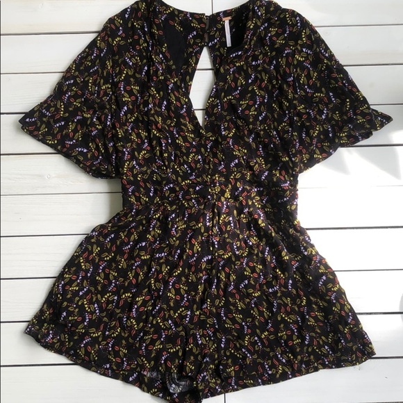 NWOT Free People Meet Virginia Romper in Black Combo size 0 - Picture 3 of 9